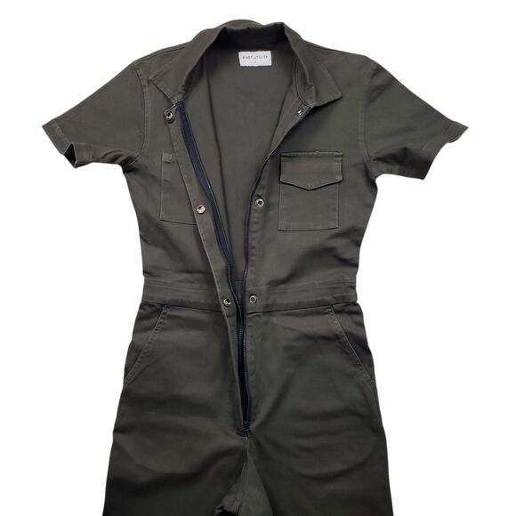 Rivet Utility Worker Jumpsuit Womens Small Green Short Sleeve Stretch Coveralls - Picture 8 of 12